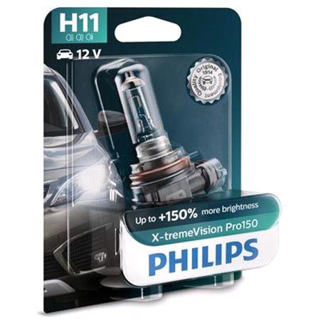 Philips X tremeVision 12V H11 55W PGJ19 2 +150% Brighter Bulb   Single