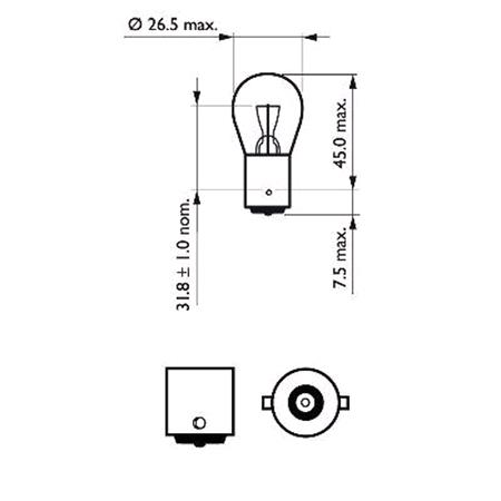 Philips Vision 12V P21W BA15s Bulb   Single