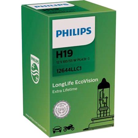 Philips LongLife EcoVision 12V H19 60/65W PU43t 3 Bulb   Single