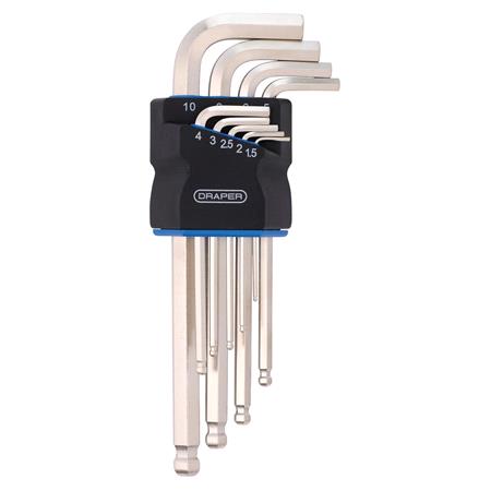 Draper 12808 Metric Long Arm Ball End Hex Key Set (9 Piece)
