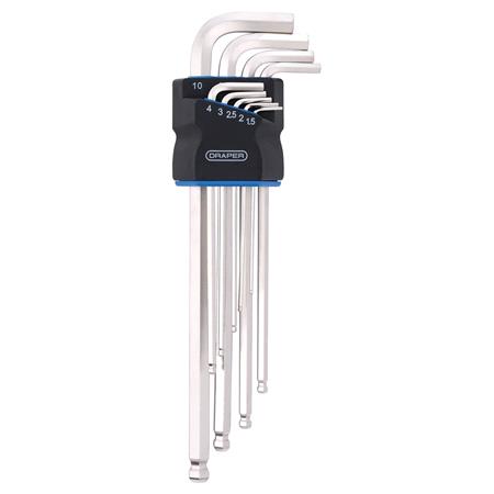 Draper 12809 Metric Extra Long Arm Ball End Hex Key Set (9 Piece)