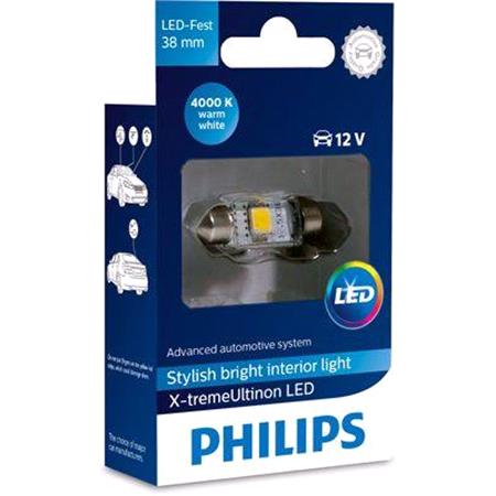 Philips X tremeVision 12V 1W 4000K LED Festoon (11x38mm)   Single