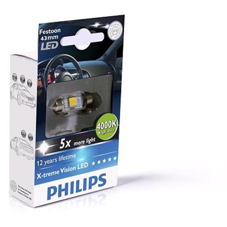 Philips X tremeVision 12V 1W 4000K LED Festoon (11x43mm)   Single
