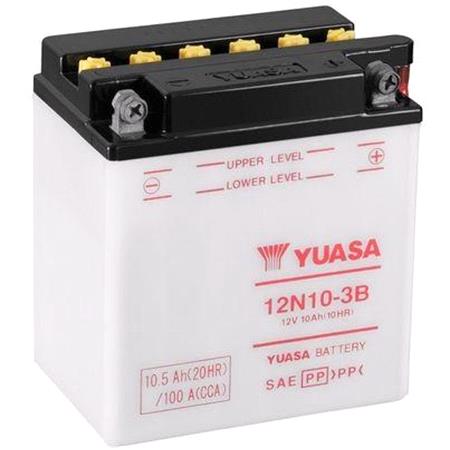 Yuasa Motorcycle Battery   12N10 3B 12V Conventional Battery, Combi Pack, Contains 1 Battery and 1 Acid Pack