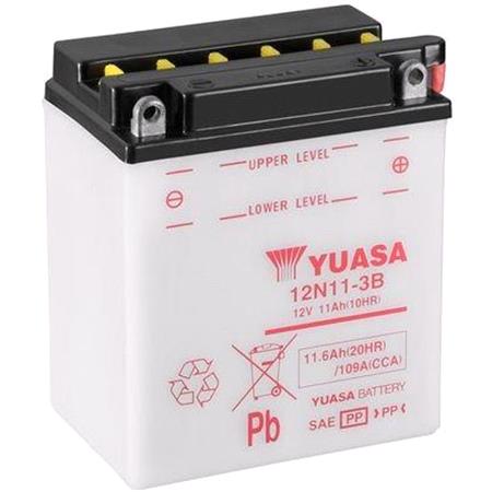 Yuasa Motorcycle Battery   12N11 3B 12V Conventional Battery, Dry Charged, Contains 1 Battery, Acid Not Included