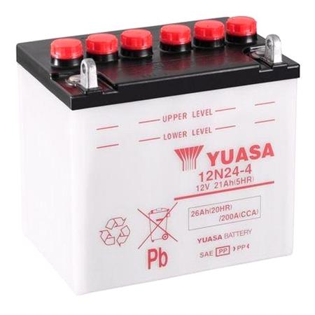 Yuasa Motorcycle Battery   12N24 4 12V Conventional Battery, Combi Pack, Contains 1 Battery and 1 Acid Pack