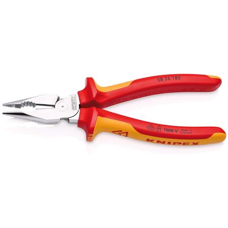 KNIPEX 13185 Needle Nose Combination Pliers insulated with multi component grips, 185mm