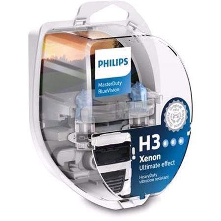 Philips MasterDuty BlueVision 24V H3 70W Truck Bulb   Twin Pack