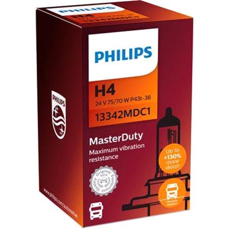 Philips MasterDuty 24V H4 75/70W P43t 38 Truck Bulb   Single
