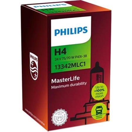 Philips MasterLife 24V H4 75/70W P43t 38 Truck Bulb   Single