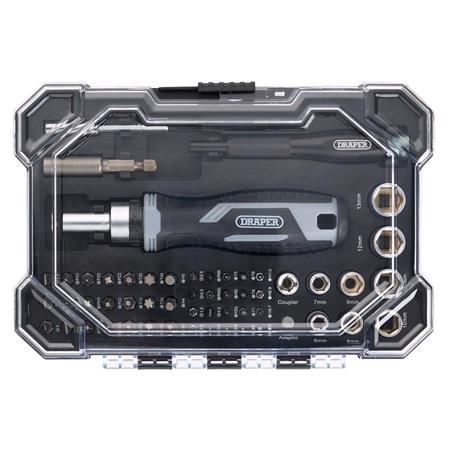 Draper 13442 Soft Grip Ratchet Screwdriver and Bit Set (55 Piece)