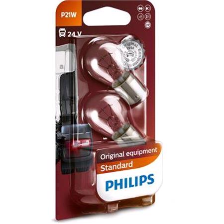 Philips Standard 24V P21W BA15s Truck Bulb   Twin Pack