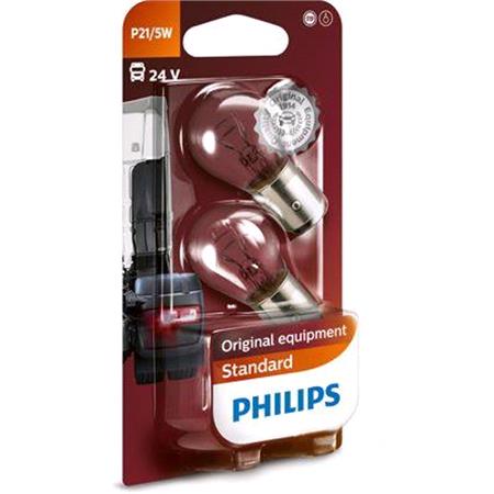 Philips Standard 24V P21/5W BAY15d Truck Bulb   Twin Pack