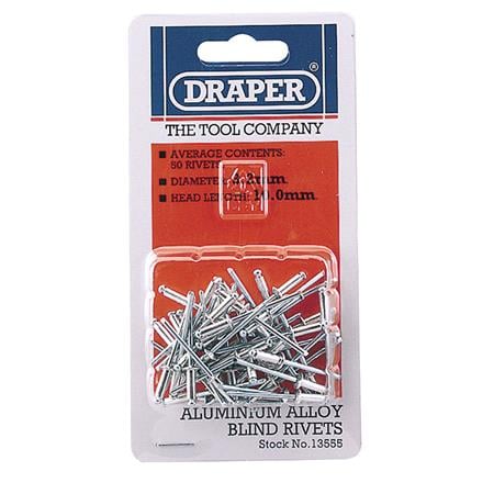 Draper 13555 50 x 3.2mm x 10.8mm Blind Rivets