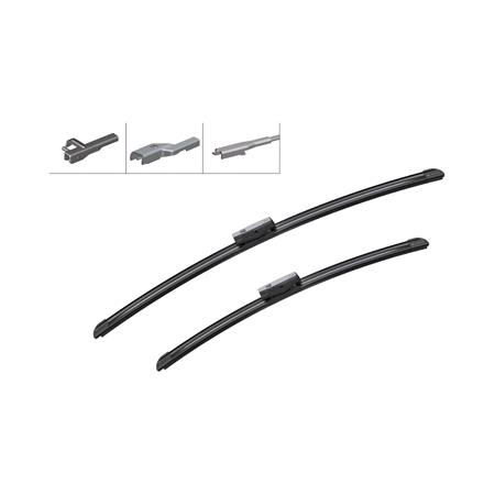 BOSCH AM980S Aerotwin Flat Wiper Blade Front Set with Spoiler (600 / 475mm   Fits Multiple Wiper Arms) for Renault KOLEOS, 2008 2015
