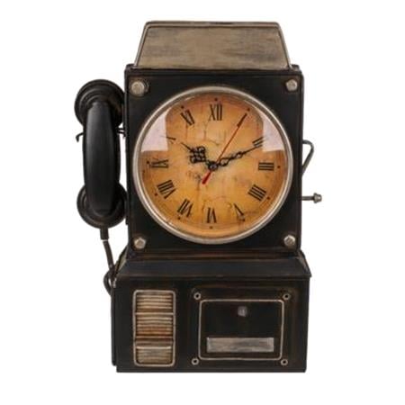 Old Telephone with Clock Metal Key Box, 26 x 35,5cm