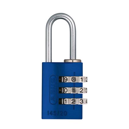 ABUS Aluminium 3 Wheel Combination Padlock Lock Tag   20mm   Blue