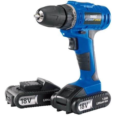 *Discontinued* *Discontinued* Draper 14600 Storm Force Cordless Drill with Two Li ion Batteries (18V)
