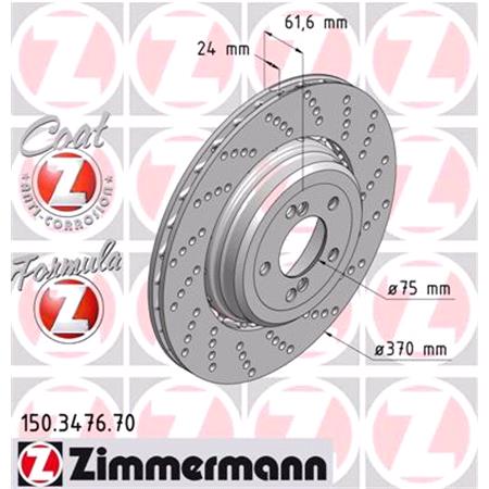 ZIMMERMANN Rear Axle Right Brake Discs (Pair)   Diameter: 370mm