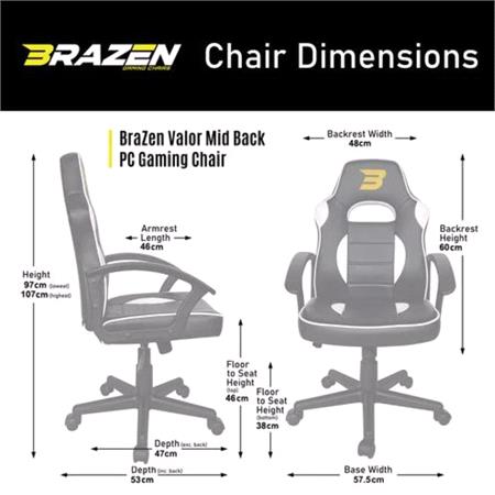 BraZen Valor Mid Back PC Gaming Chair   Green (Size: Standard)