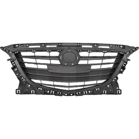 Mazda 3 Saloon 2013 2017 Front Bumper Grille, Matte Black, Supplied Without Chrome Trim