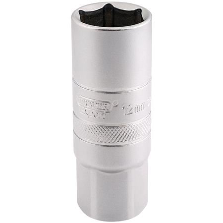 Draper Expert 16782 1 2 inch Square Drive 12mm Thread 6 Point Satin Chrome Spark Plug Socket (18mm Socket)