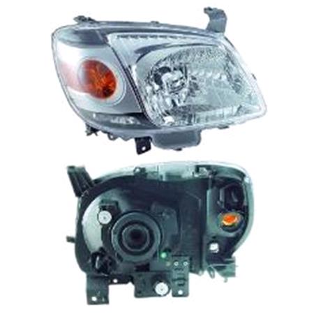 Right Headlamp (Halogen, Takes H4 Bulb, Silver / Black Bezel) for Mazda BT 50 2006 2008
