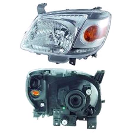 Left Headlamp (Halogen, Takes H4 Bulb, Silver / Black Bezel) for Mazda BT 50 2006 2008