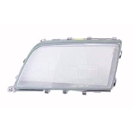 Left Headlamp Lens (for lamps with  x H1 & 1 x H3 Bulbs, Original Equipment) for Mercedes C CLASS 1993 1996