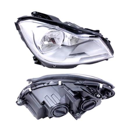 Right Headlamp (Silver Bezel, Halogen, Takes H7 / H7 Bulbs, Electric Adjustment, Supplied With Motor) for Mercedes C CLASS Estate 2011 on