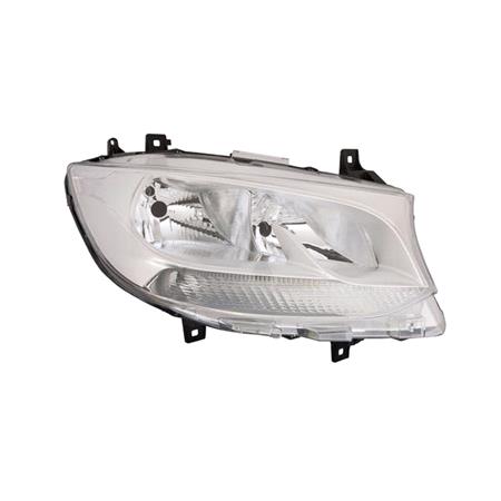 Right Headlamp (Halogen, Takes H7 / H15 Bulbs, Silver Bezel, Supplied With Motor) for Mercedes SPRINTER 5 t Box 2018 Onwards