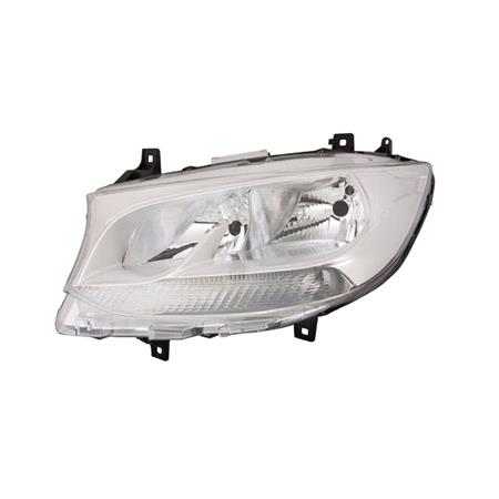 Left Headlamp (Halogen, Takes H7 / H15 Bulbs, Silver Bezel, Supplied With Motor) for Mercedes SPRINTER 4 t Tourer Bus 2018 Onwards