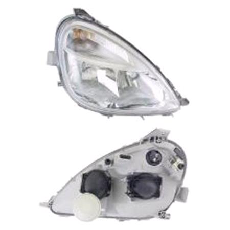 Right Headlamp (Halogen, Takes H4/H7 Bulbs, Models Without Fog Lamp,  Original Equipment) for Mercedes A CLASS 2001 2004