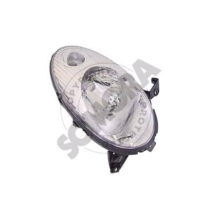 Right Headlamp (Electric Adjustment, Silver Bezel, Original Equipment, Supplied With Motor) for Nissan MICRA 2003 2005
