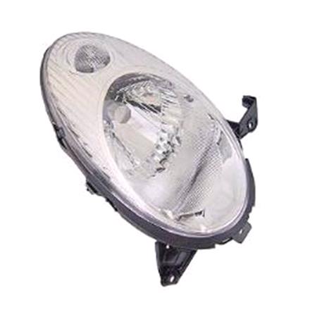 Right Headlamp (Electric Adjustment, Silver Bezel, Original Equipment, Supplied With Motor) for Nissan MICRA 2003 2005