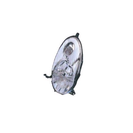 Left Headlamp (Takes H4 Bulb, Chrome Bezel, Supplied With Motor, Original Equipment) for Nissan MICRA 2005 2007