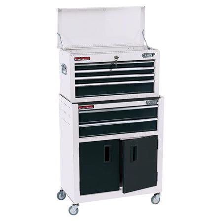 Draper 19576 Combined Roller Cabinet and Tool Chest, 6 Drawer, 24", White