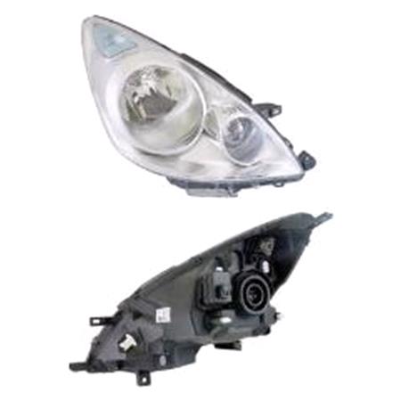 Right Headlamp (Single Reflector, Halogen, Takes H4 Bulb, Supplied With Motor And Bulbs, Original Equipment) for Nissan NOTE 2008 on