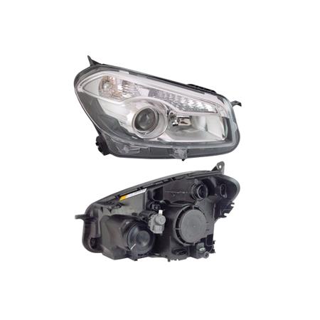 Right Headlamp (Halogen, Takes H7 / H7 Bulbs, Supplied With Bulbs and Motor, Original Equipment) for Nissan QASHQAI 2010 on