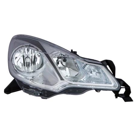 Right Headlamp (Halogen, Takes H7 / H1 Bulbs, Supplied With Motor) for Citroen C3 2013 on