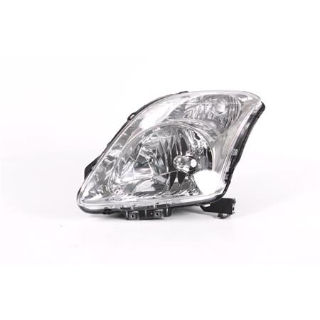 Left Headlamp (Chrome Bezel, With Load Level Adjustment) for Suzuki SWIFT III 2005 on