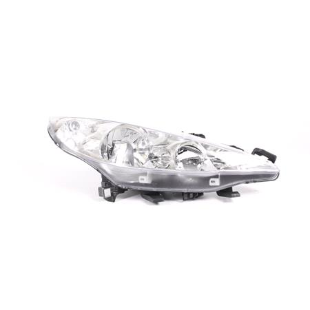 Right Headlamp (Without Directional Lamp, Halogen, Takes H1/H7 Bulbs, Supplied With Motor) for Peugeot 207 Van 2006 on
