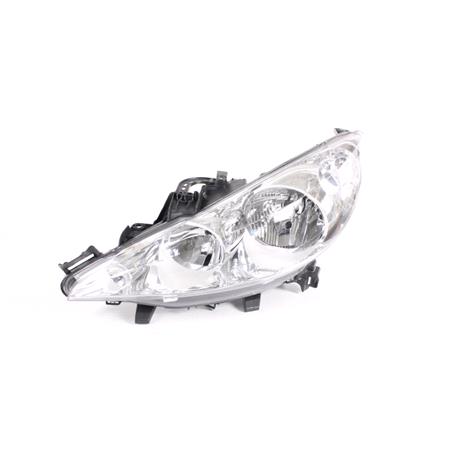 Left Headlamp (Without Directional Lamp, Halogen, Takes H1/H7 Bulbs, Supplied With Motor) for Peugeot 207 2006 on