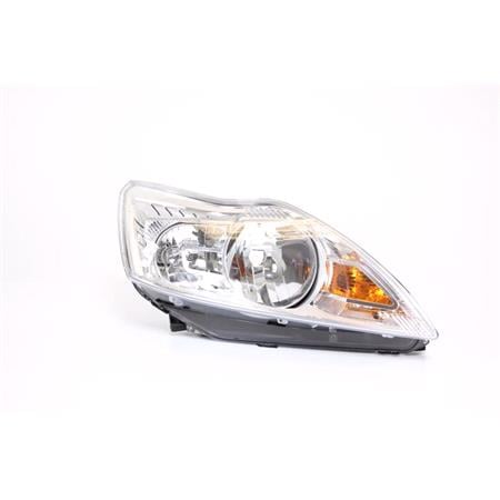 Right Headlamp (Chrome Bezel, Halogen, Takes H7/H1 Bulbs, Supplied With Motor) for Ford FOCUS II Saloon 2008 2011