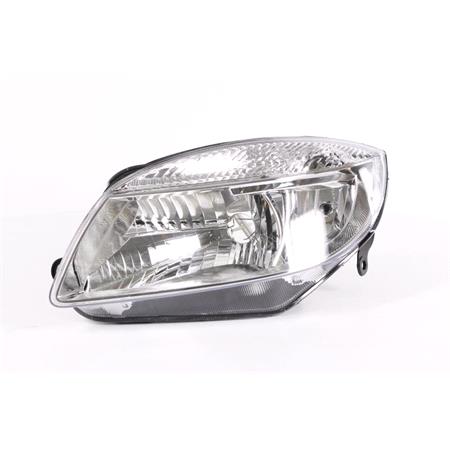 Left Headlamp (Halogen, Reflector Type, Takes H4 Bulb, Supplied With Motor) for Skoda Fabia  2007 2010