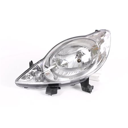 Left Headlamp (Single Reflector, Halogen, Takes H4 Bulb) for Peugeot 107 2005 on