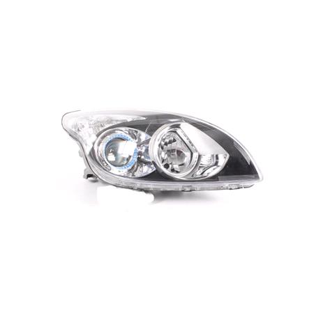 Right Headlamp (Chrome Bezel, With Load Level Adjustment, Supplied Without Motor, Halogen, Takes H7 / H1 Bulbs) for Hyundai i30 Hatchback 2007 2011