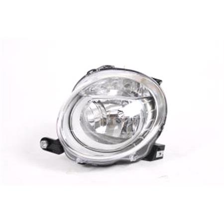 Left Headlamp (Low Beam, Halogen, Takes H7 Bulb, Supplied With Motor) for Fiat 500 2008 on