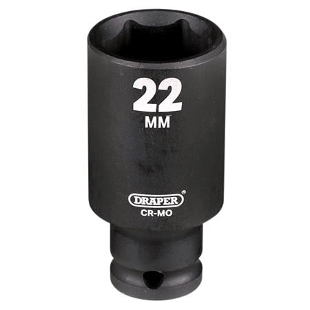 Draper 20180 HI TORQ Metric Deep Impact Socket, 3/8" Sq. Dr., 22mm