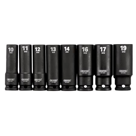 Draper 20205 Draper HI TORQ Metric Deep Impact Socket Set, 3/8" Sq. Dr. (8 Piece)